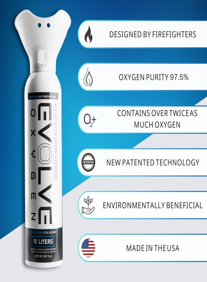 إيفولف عبوة أكسجين نقي من إيفولف سعة 15 لترًا مع كوب تنفس | عبوة أكسجين محمولة | مثالية للاستخدام المنزلي والأنشطة الخارجية | مصممة من قبل رجال الإطفاء | صنع في الولايات المتحدة الأمريكية | عبوة من قطعة واحدة - Image 3